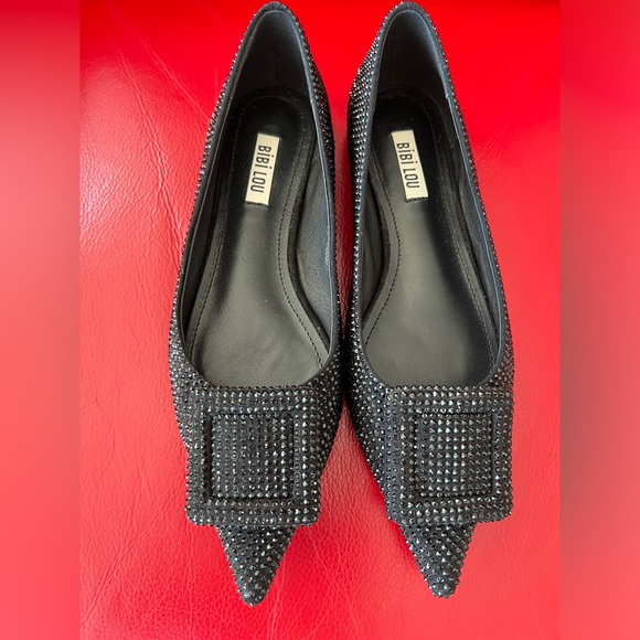 Women’s Bibi Lou Black glitter flats Sz 38 - Picture 8 of 8